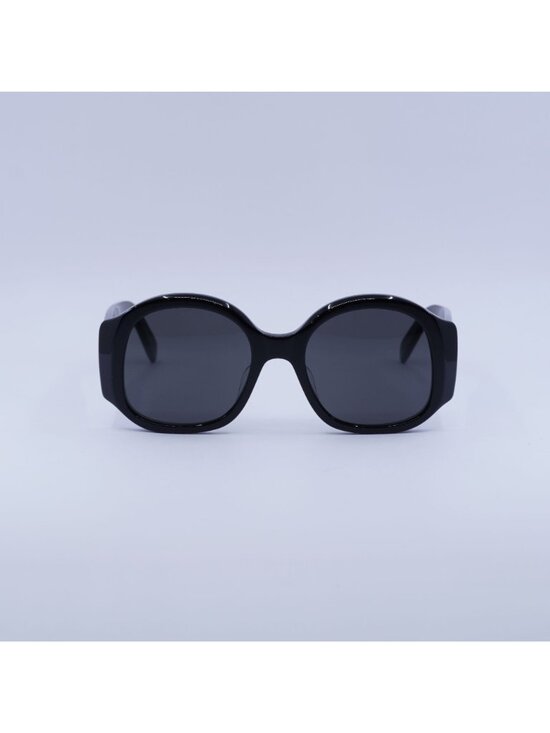 Celine CL40305U 01A Sunglasses Shiny Black Round Frame, Grey Lenses